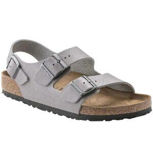 Birkenstock Leather Sandals Milano NEW Taupe Gray EU 42 W 11–11.5 Wide
